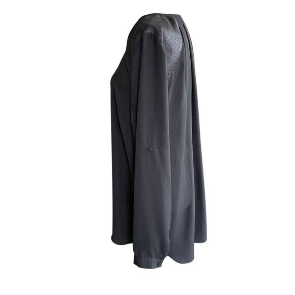 KUT FROM THE KLOTH WOMENS BLACK SHEER Blouse 3/4 Zip Cut Out Shoulder Design XL - Picture 4 of 14